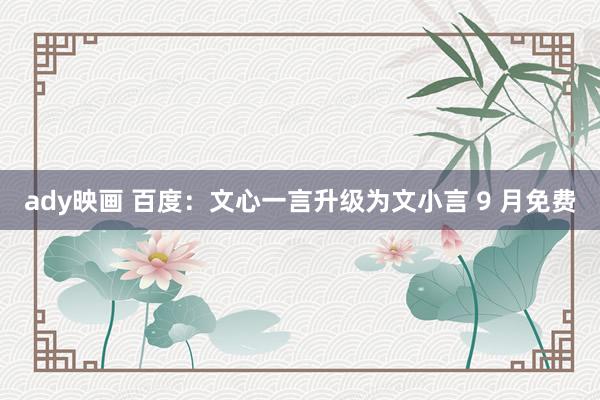 ady映画 百度：文心一言升级为文小言 9 月免费