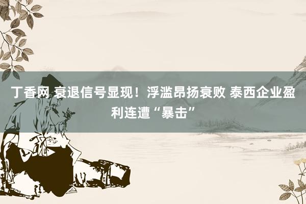 丁香网 衰退信号显现！浮滥昂扬衰败 泰西企业盈利连遭“暴击”