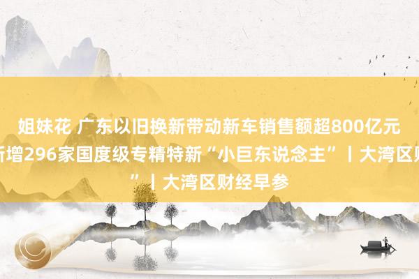 姐妹花 广东以旧换新带动新车销售额超800亿元；深圳新增296家国度级专精特新“小巨东说念主”丨大湾区财经早参