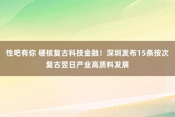 性吧有你 硬核复古科技金融！深圳发布15条按次复古翌日产业高质料发展